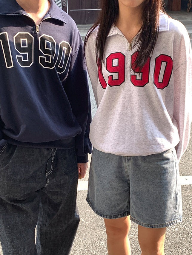 Heidi-Mode | Retro 90Er Jahre Pullover mit Halbem Reißverschluss