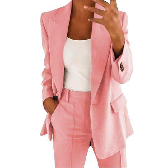 Heidi-Mode | Damen Anzug Satz mit Blazer und Hose in Uni Farbe