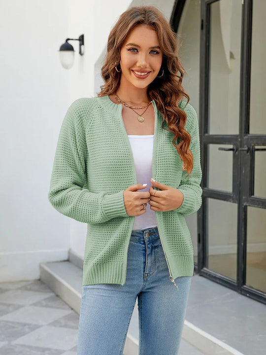 Damen Casual Cardigan mit Reißverschluss