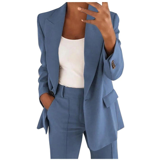 Heidi-Mode | Damen Anzug Satz mit Blazer und Hose in Uni Farbe