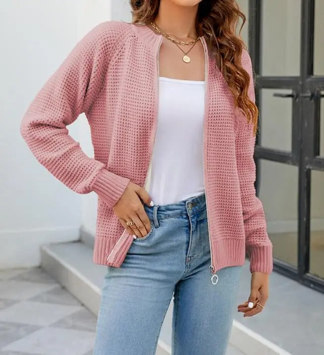 Damen Casual Cardigan mit Reißverschluss