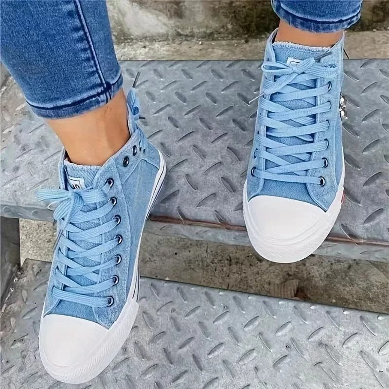 Heidi-Mode Trend-Sneaker – Jeans-Look & Zipper