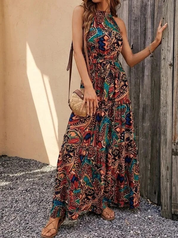 Heidi-Mode | Damen Retro Maxi Halterneck & Vintage-inspiriert