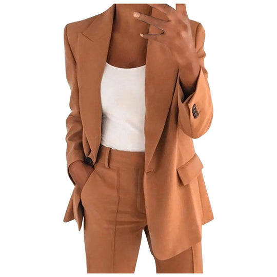 Heidi-Mode | Damen Anzug Satz mit Blazer und Hose in Uni Farbe