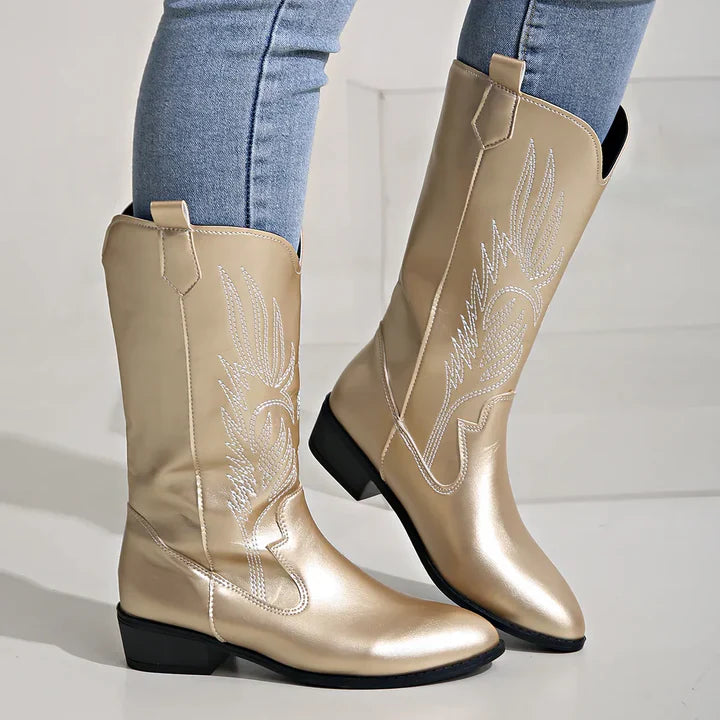 PU-Leder-Cowboy-Stiefel mit weichem Futter