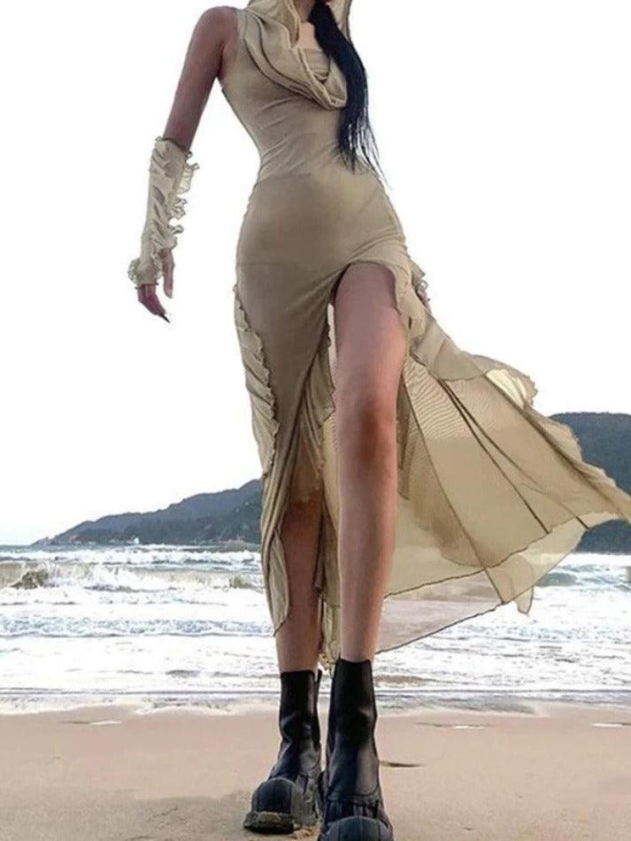 Heidi-Mode | Design Sense Schlitz Rüschkleid
