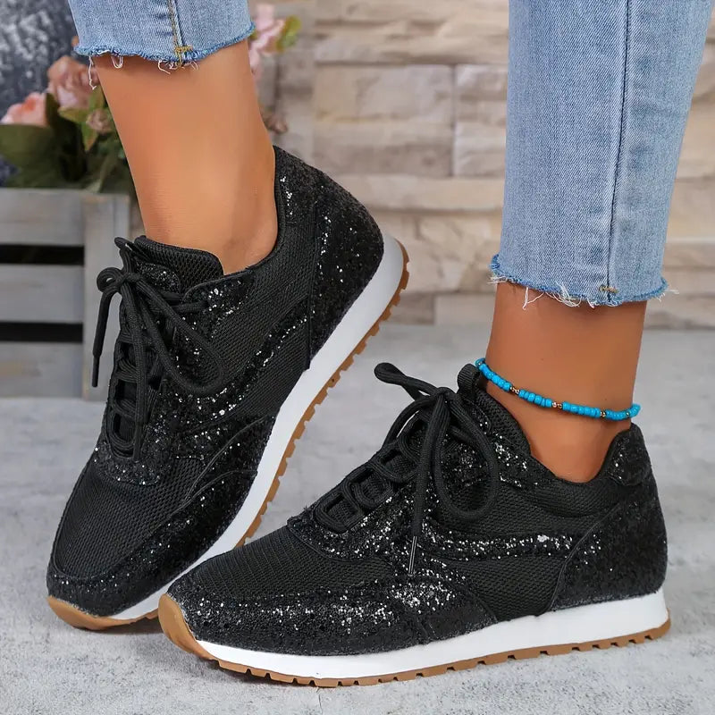 Heidi-Mode | Glänzende Sneakers Mesh Atmungsaktive Niedrige Stiefel