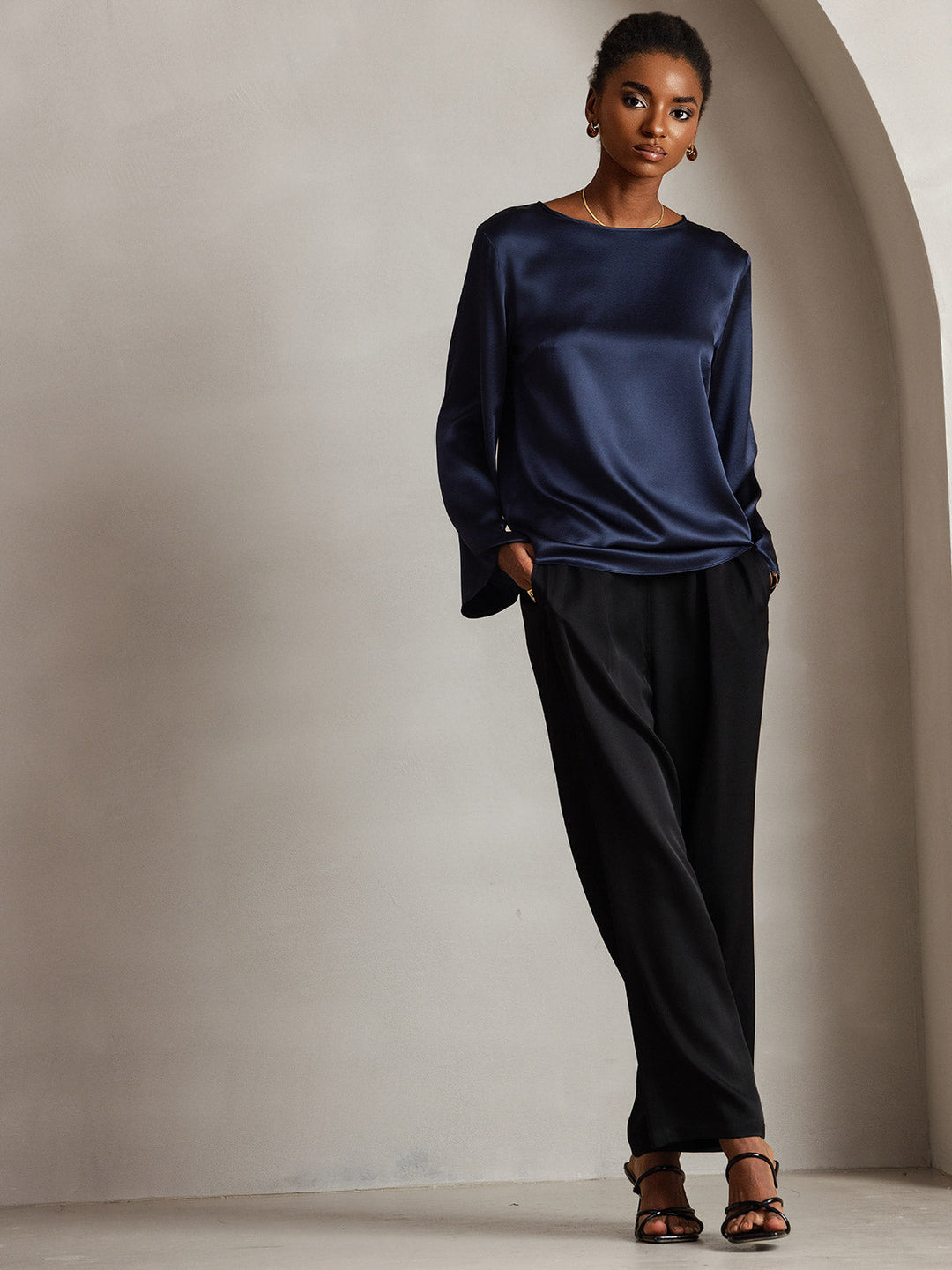 Heidi-Mode | Seiden Langarm Bluse