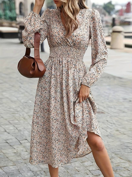 elegante Midi-Kleid mit Rüschen