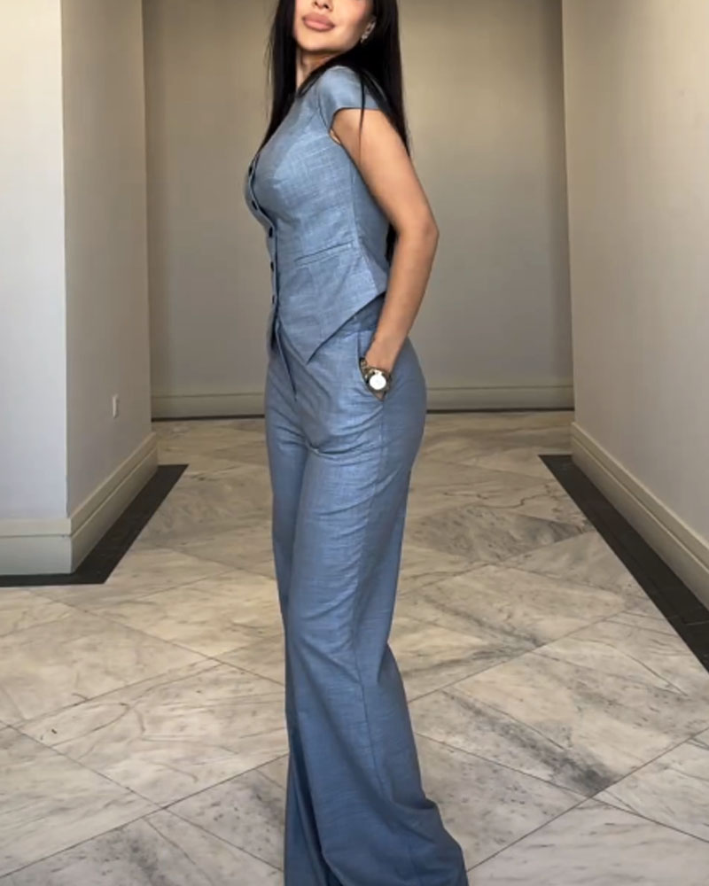 Heidi-Mode | Set Bestehend aus Kurzärmeliger Blauer Jacke und Hose
