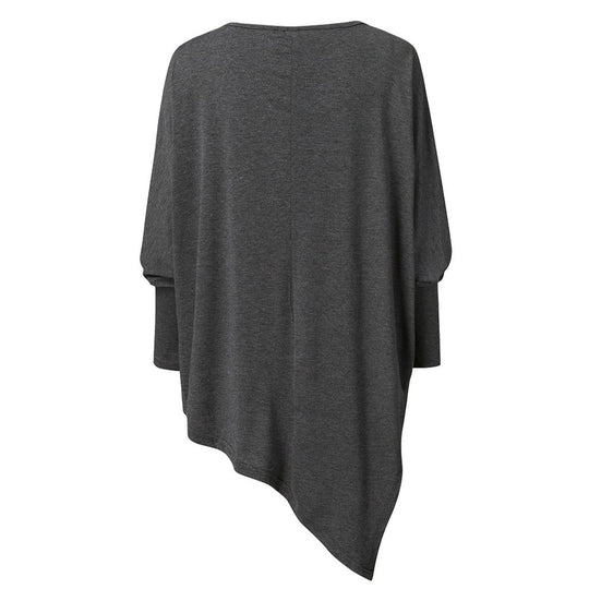 Heidi-Mode | Top Asymmetrisch Schwarz Langarm Tunika