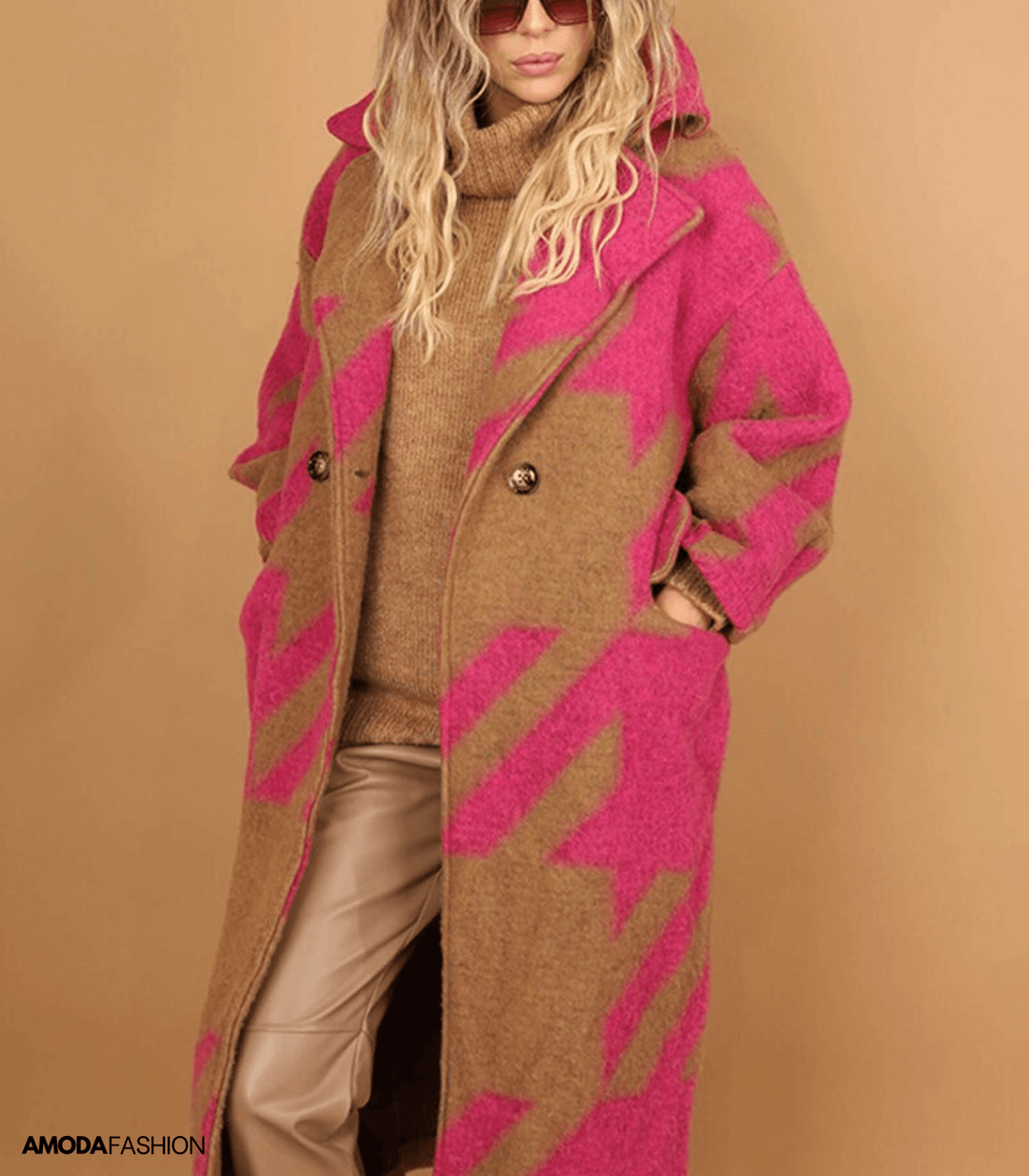 Heidi-Mode | Dicke Wolljacke mit Druck und Taschen