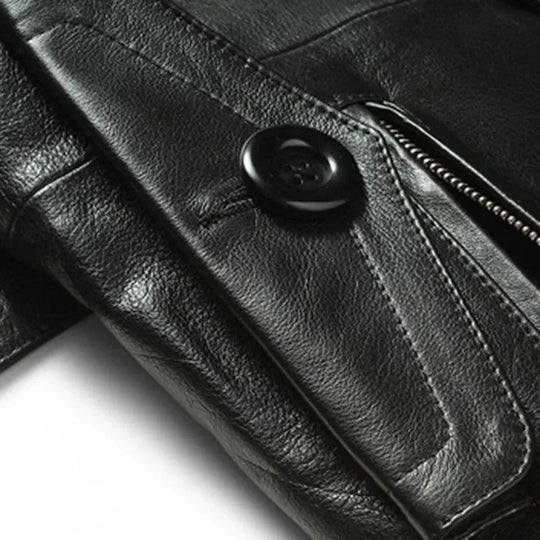 Heidi-Mode | Doppelreihiger Leder-Trenchcoat Herren