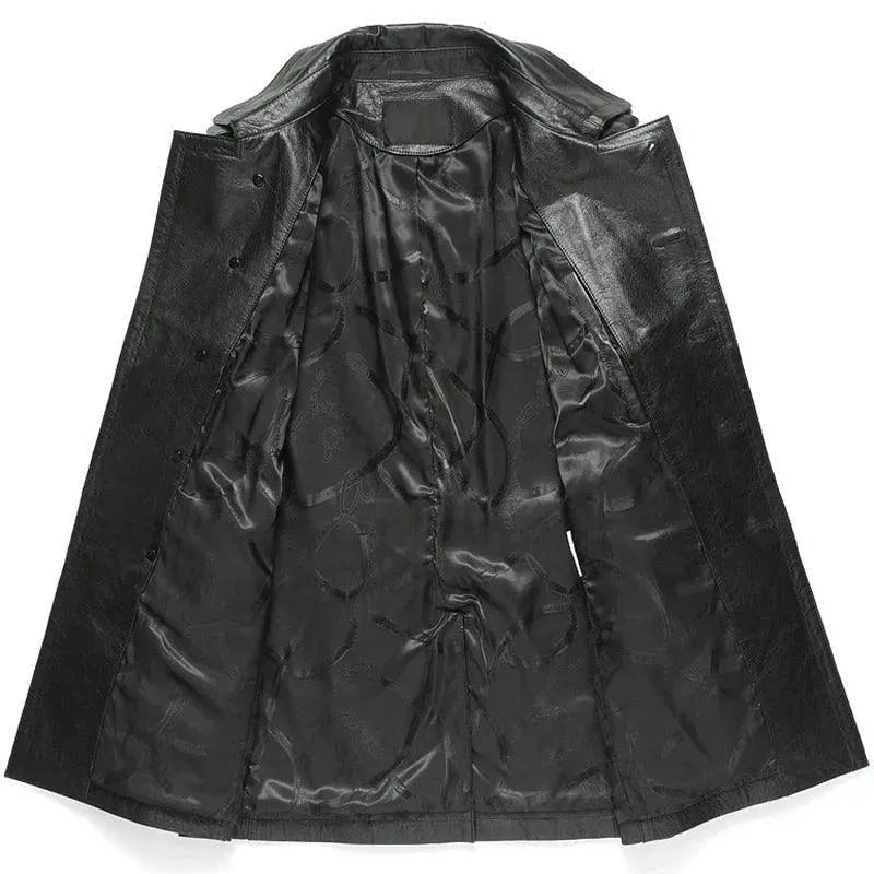 Heidi-Mode | Doppelreihiger Leder-Trenchcoat Herren