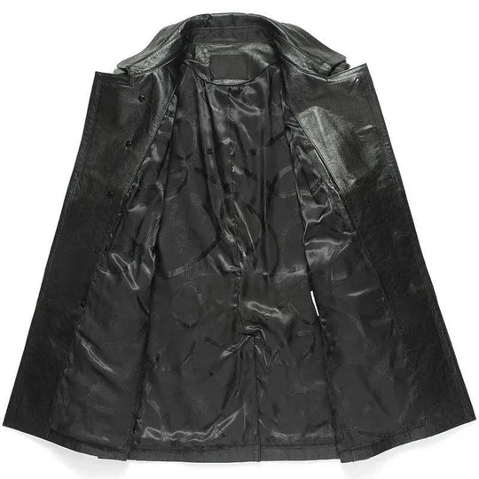 Heidi-Mode | Doppelreihiger Leder-Trenchcoat Herren