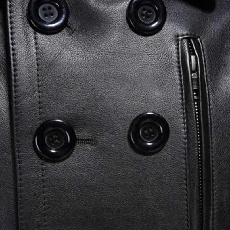 Heidi-Mode | Doppelreihiger Leder-Trenchcoat Herren