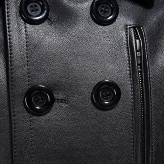 Heidi-Mode | Doppelreihiger Leder-Trenchcoat Herren