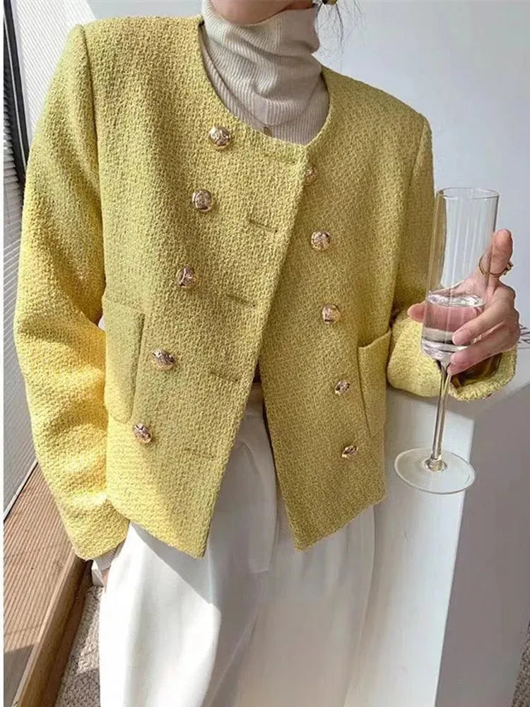 Heidi-Mode | Doppelreihige Damen Kurz Tweedjacke