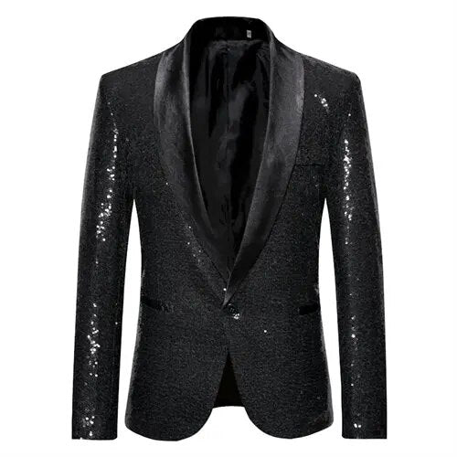 Heidi-Mode - Glänzendes goldenes Squin-Glitz mit Knopf fleece wasserdichter Herren Blazer