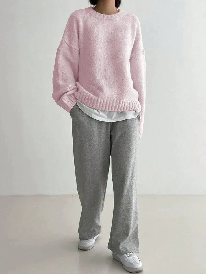 Rosa monochromer Pullover