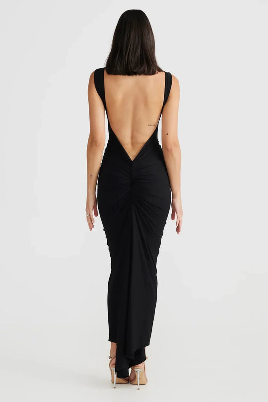 Heidi-Mode | Rückenfreies Langes Cape Plissierter Kleid