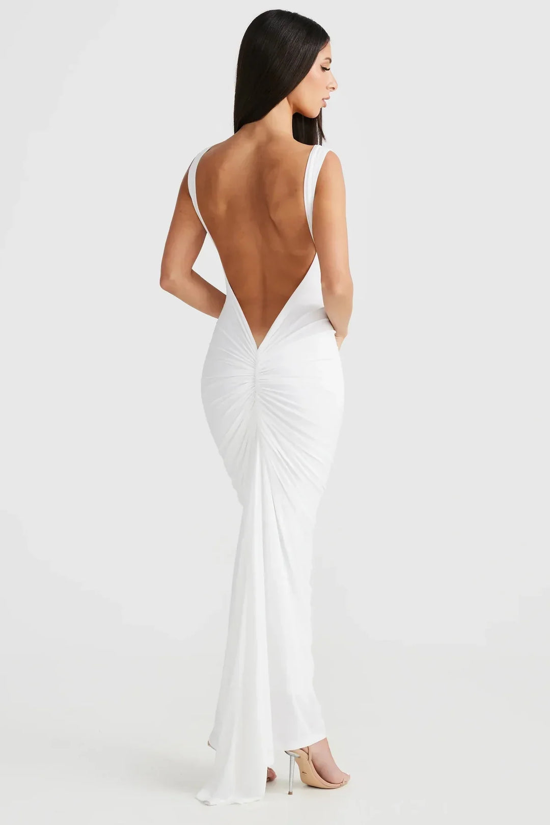 Heidi-Mode | Rückenfreies Langes Cape Plissierter Kleid