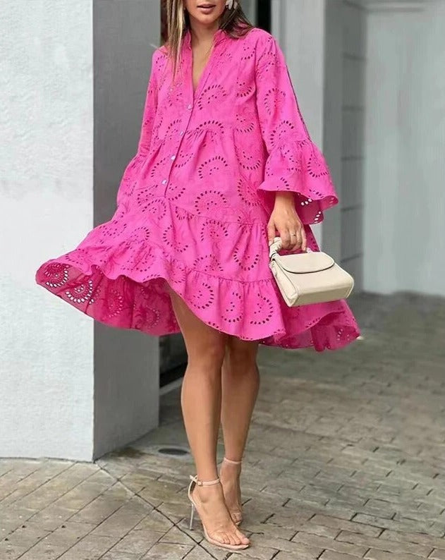 luchtige zomerse jurk met geborduurde details