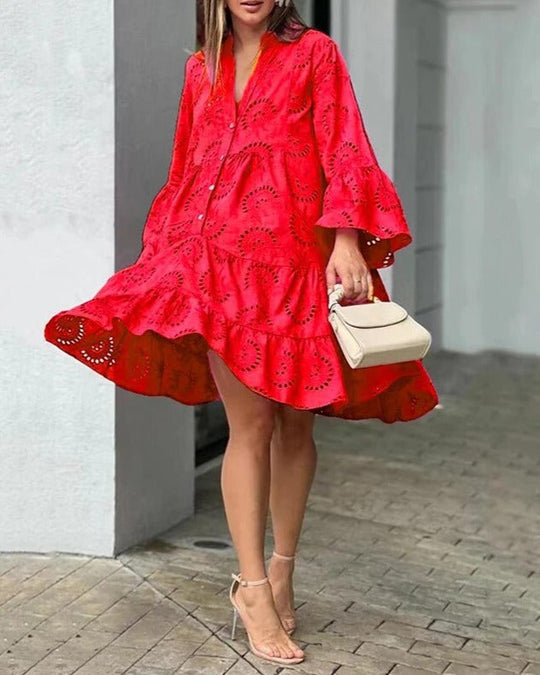 luchtige zomerse jurk met geborduurde details
