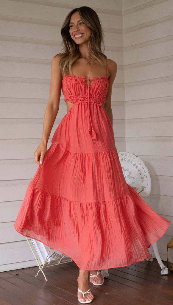 Heidi-Mode | Lange Kleid mit Ausgestelltem Rock und Ärmellosen Nähten für Frauen