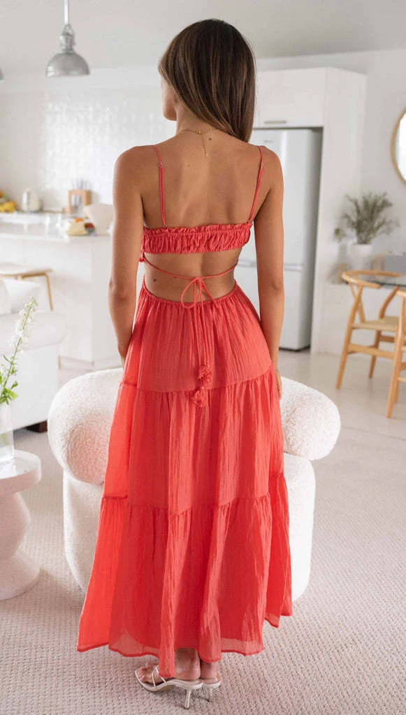 Heidi-Mode | Lange Kleid mit Ausgestelltem Rock und Ärmellosen Nähten für Frauen