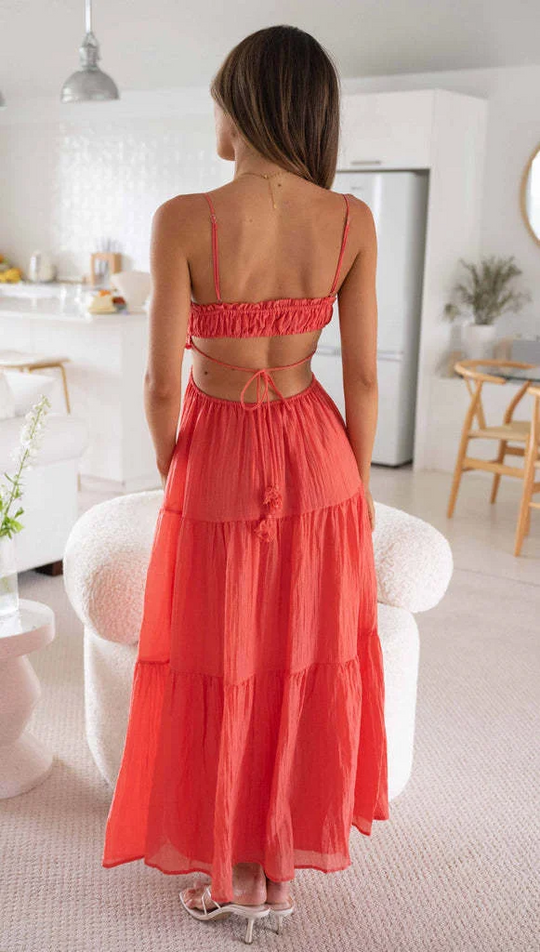 Heidi-Mode | Lange Kleid mit Ausgestelltem Rock und Ärmellosen Nähten für Frauen