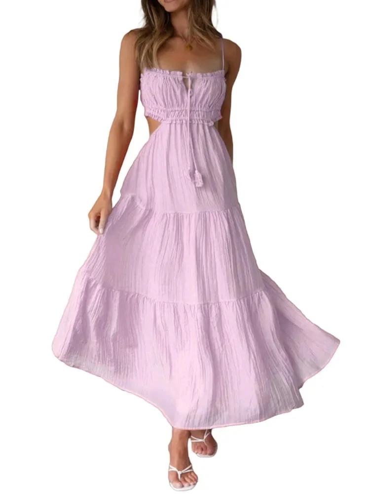 Heidi-Mode | Lange Kleid mit Ausgestelltem Rock und Ärmellosen Nähten für Frauen