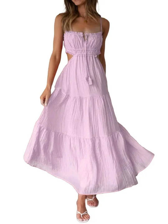 Heidi-Mode | Lange Kleid mit Ausgestelltem Rock und Ärmellosen Nähten für Frauen