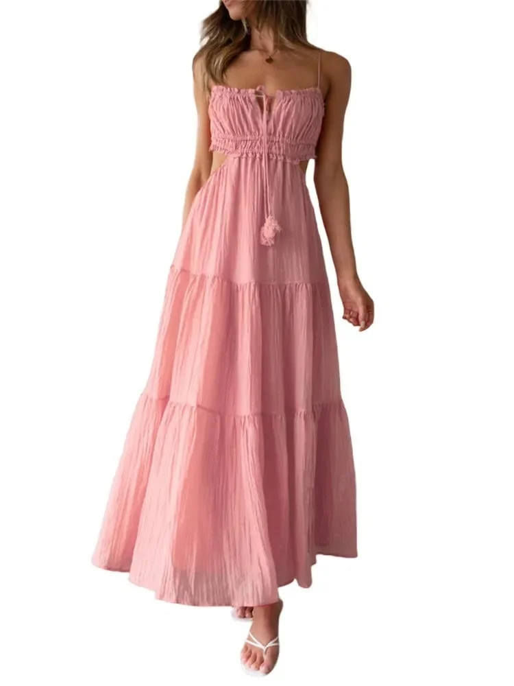 Heidi-Mode | Lange Kleid mit Ausgestelltem Rock und Ärmellosen Nähten für Frauen