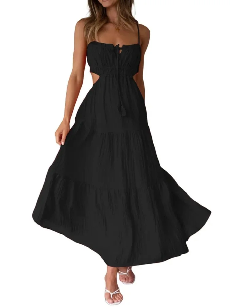 Heidi-Mode | Lange Kleid mit Ausgestelltem Rock und Ärmellosen Nähten für Frauen