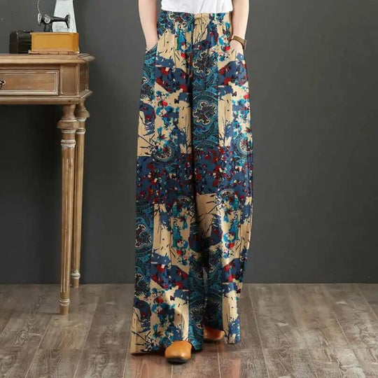 Heidi - Elastische Damenhose Mit Weiten Beinen Im Boho-Stil