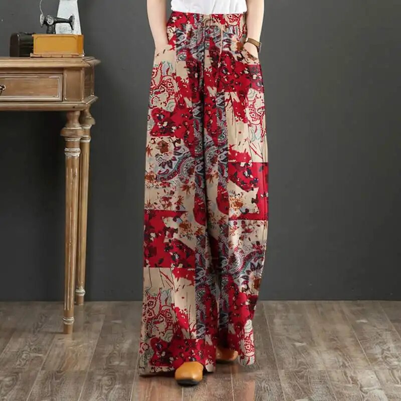 Heidi - Elastische Damenhose Mit Weiten Beinen Im Boho-Stil