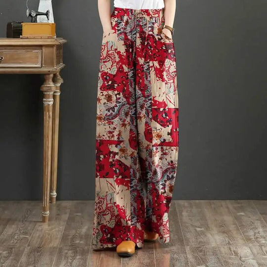 Heidi - Elastische Damenhose Mit Weiten Beinen Im Boho-Stil