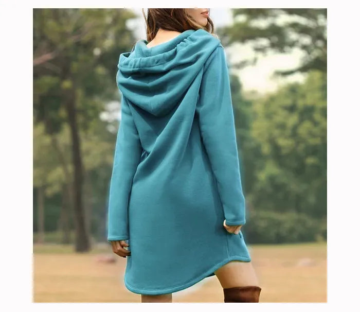 Heidi-Mode | Gemütliches Langes Sweatshirt-Kleid mit Kapuze