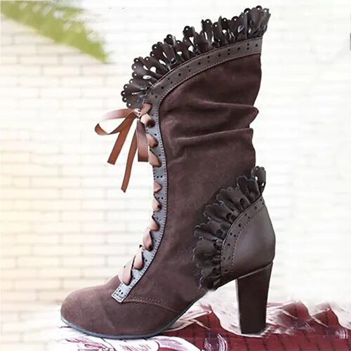 Heidi-Mode | Wildleder Cowboy Stiefeletten Mit Absatz Für Frauen