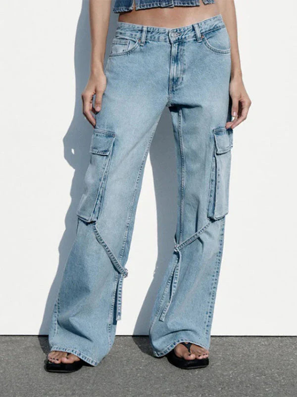 Heidi-Mode | Wide-Leg Cargo Jeans für Frauen