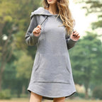 Heidi-Mode | Gemütliches Langes Sweatshirt-Kleid mit Kapuze