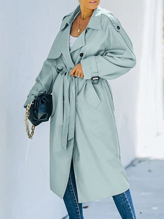 Heidi-Mode | Damen Zweireiher Trenchcoat Lange