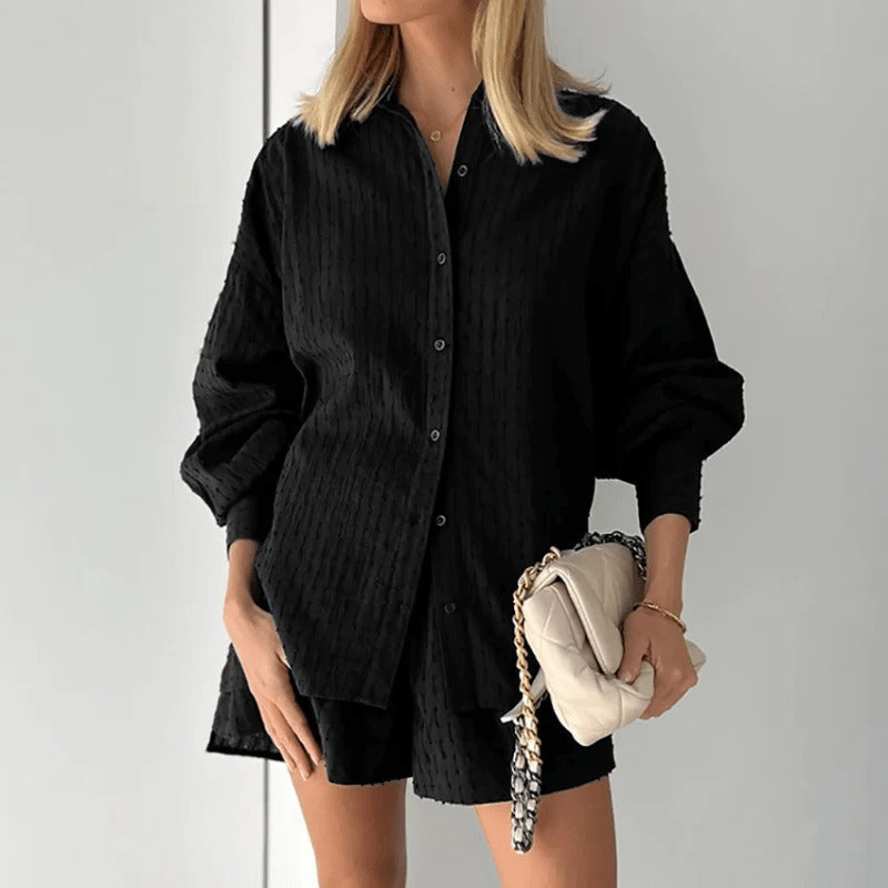 Heidi-Mode | Schickes Hemd und Kurze Hose mit Struktur für Damen