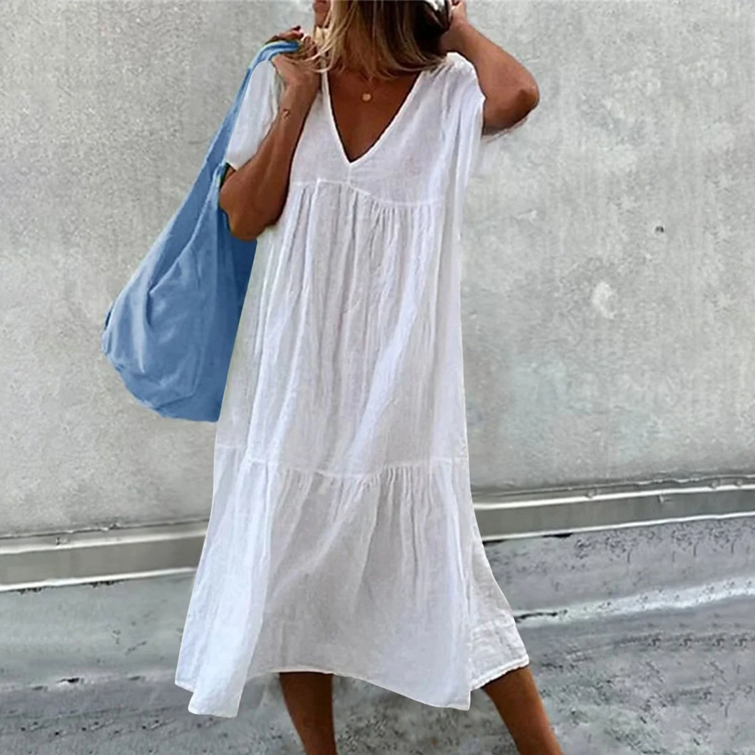 Heidi-Mode | Lässiges V-Ausschnitt Kleid Damen