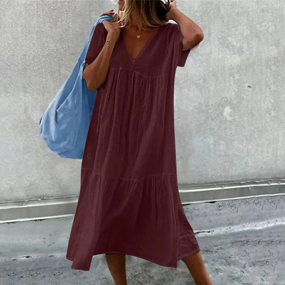 Heidi-Mode | Lässiges V-Ausschnitt Kleid Damen