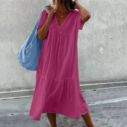 Heidi-Mode | Lässiges V-Ausschnitt Kleid Damen