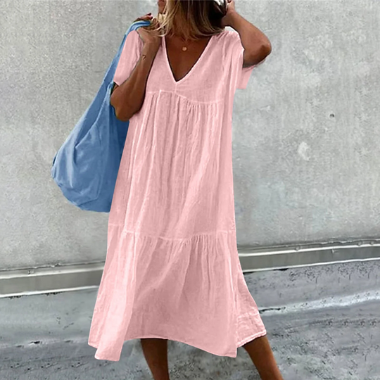 Heidi-Mode | Lässiges V-Ausschnitt Kleid Damen