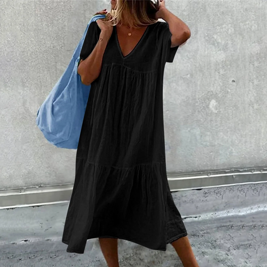 Heidi-Mode | Lässiges V-Ausschnitt Kleid Damen
