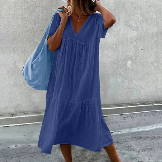 Heidi-Mode | Lässiges V-Ausschnitt Kleid Damen